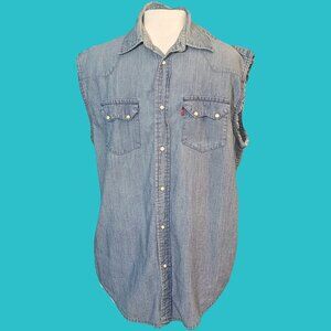 Levi's Authentic Jeans Wear Vintage Chambray Western Shirt Size L Preowned